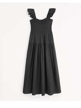 Abercrombie & Fitch Ruffle Strap Smocked Midi Dress